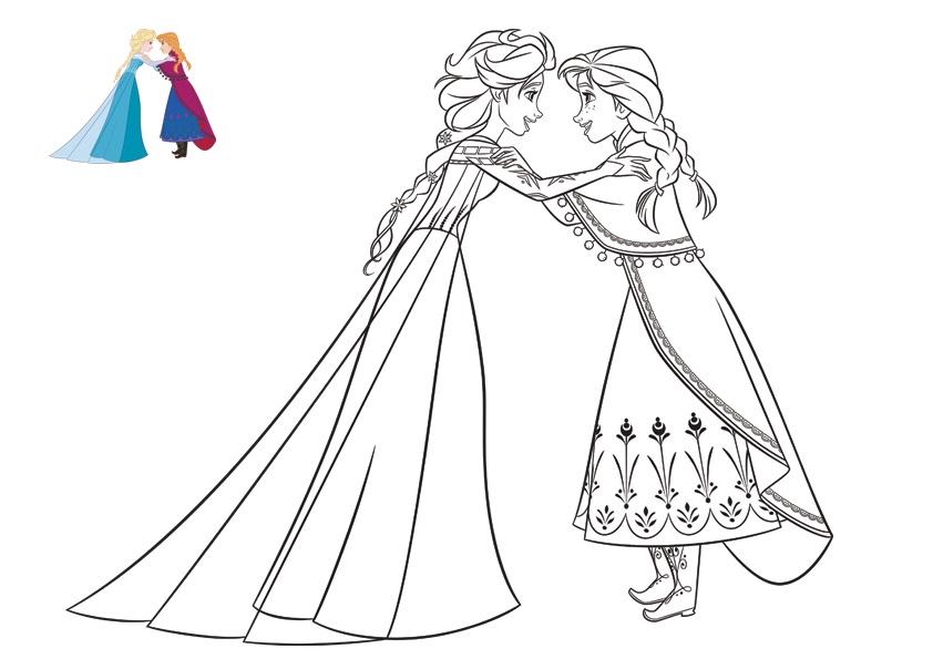 Coloriage Anna Confides A Secret To Elsa Frozen - La Reine des neiges à imprimer